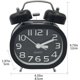 thumbnail image 4 of Reloj despertador analógico retro negro Reloj despertador de cuarzo Silencioso Sin tictac Funciona con pilas Doble campana con luz nocturna y alarma sonora, 4 of 5