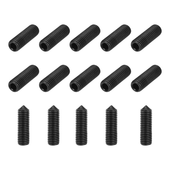 15 Pcs M12x40mm Set Screws, Carbon Steel Cone Point Hex Socket Grub Screw