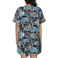 thumbnail image 3 of Naloa Blue Excavator Women's Short-Sleeved Pajama Set, Loungewear, Summer pajamas, Breathable Cozy - XX-Large, 3 of 9