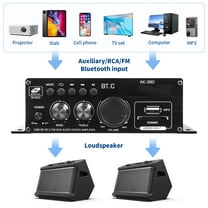 Bluetooth 5.0 Stereo Amplifier - AK-380 Power AMP with 12V Adapter, Multi-Room Audio for Car Home Party