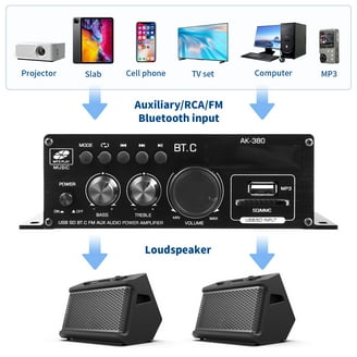 AK380 400W+400W Mini Audio Power Amplifier, 2.0 CH Bluetooth 5.0