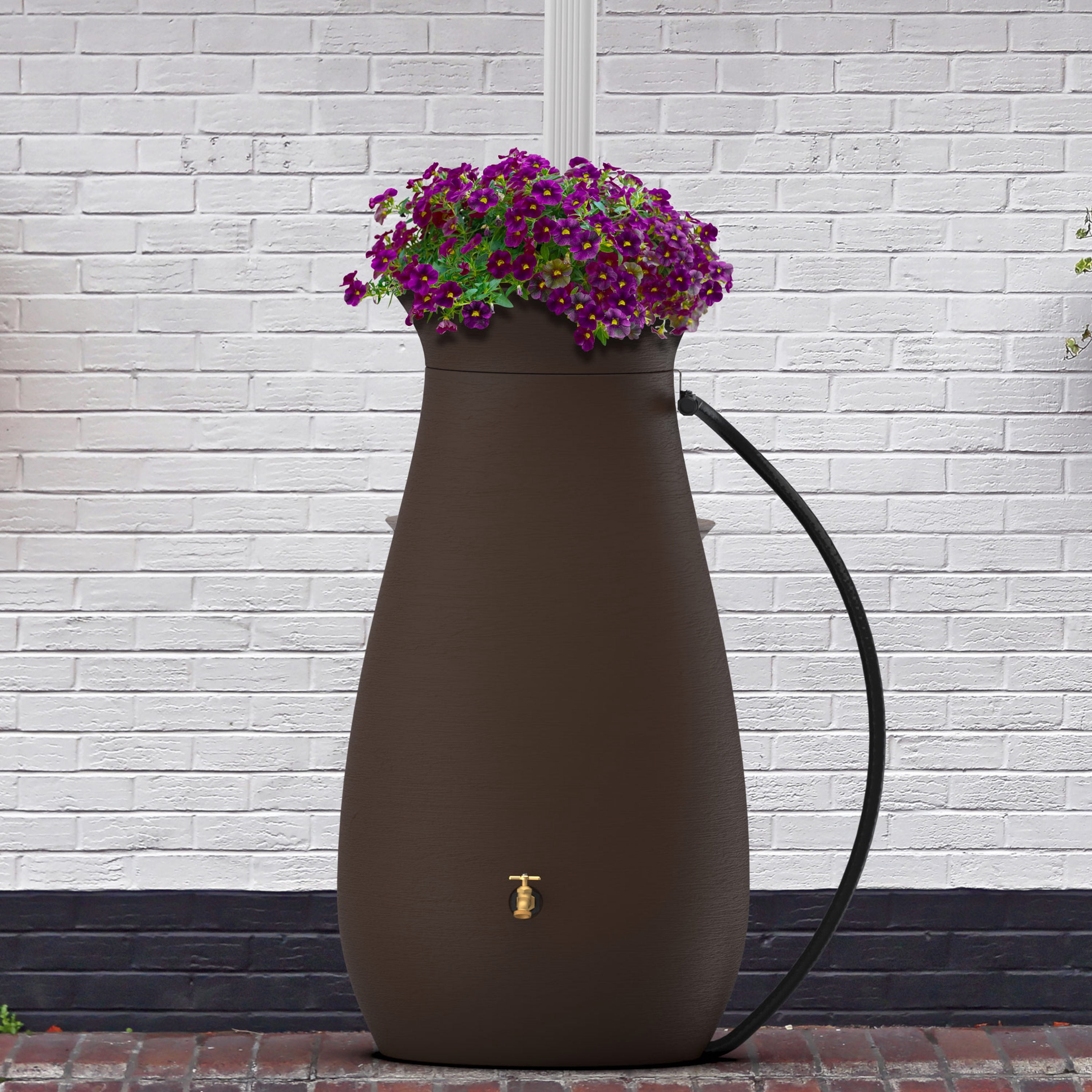 Algreen Cascata Rain Barrel, 65 Gallon, Dark Brown Resin
