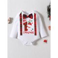 thumbnail image 4 of Bagilaanoe 3pcs Newborn Baby Boys Christmas Clothing Sets Letter Long Sleeve Romper Tops + Plaid Pants + Hat 3M 6M 9M 12M Infant Fall Gentleman Outfits, 4 of 8