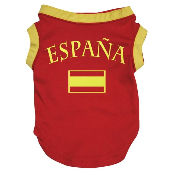 Petitebelle Espana Flag Puppy Dog Shirt (Red, Large)