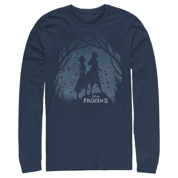 Men's Frozen 2 Sister Shadows  Long Sleeve Shirt Navy Blue Large