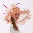 thumbnail image 2 of CAIXIA Fascinator Hat Women Flower Mesh Feathers Elegant Tea Party Church Hats Wide Brim Fascinator Hat Flower Bridal Shower Hat, 2 of 4