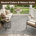 thumbnail image 2 of SIXHOME Outdoor Rugs 5'x7' Patio Rug Bohemian Floral Indoor Outdoor Rugs Polypropylene Washable Non Shedding, Easy Clean, Waterproof, Durable Outdoor Carpet for Porch Balcony Deck Neutral Gray, 2 of 8