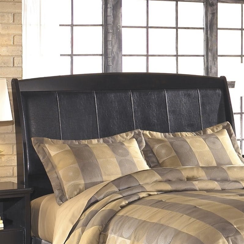 Ashley Harmony Upholstered Queen Sleigh Headboard In Dark Brown