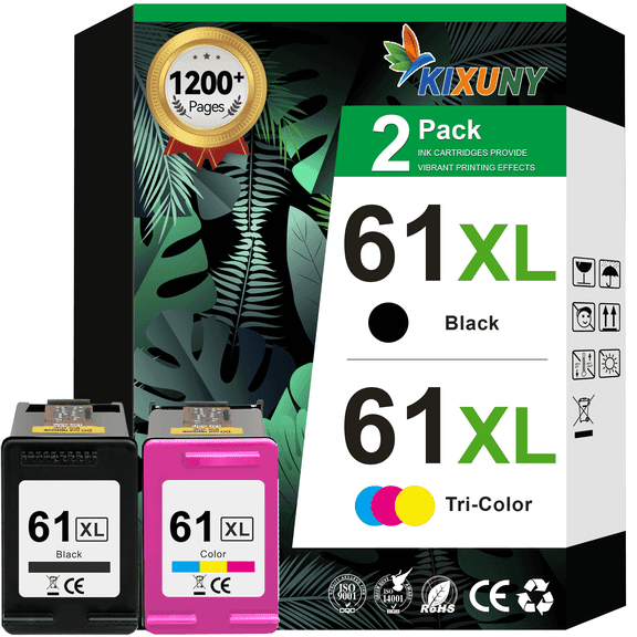 61 Ink Compatible for HP 61 Ink Cartridge Combo Pack for Printer Ink 61 61XL for Envy 4500 4502 5530 Printer (Black, Color)