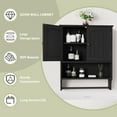 thumbnail image 6 of Black Bathroom Cabinet Wall Mounted with Towels Bar, Medicine Cabinet with 2 Door Adjustable Shelves, Over Toilet Cabinet for Bathroom Laundry Room Kitchen, 6 of 18