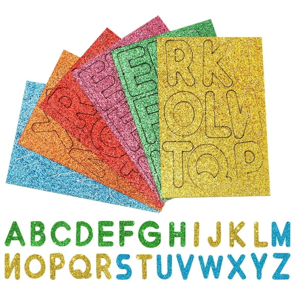Hytrove 156-Piece Glitter Foam Alphabet Stickers for Crafts, Scrapbooking, Bulletin Boards, Projects and Decorations