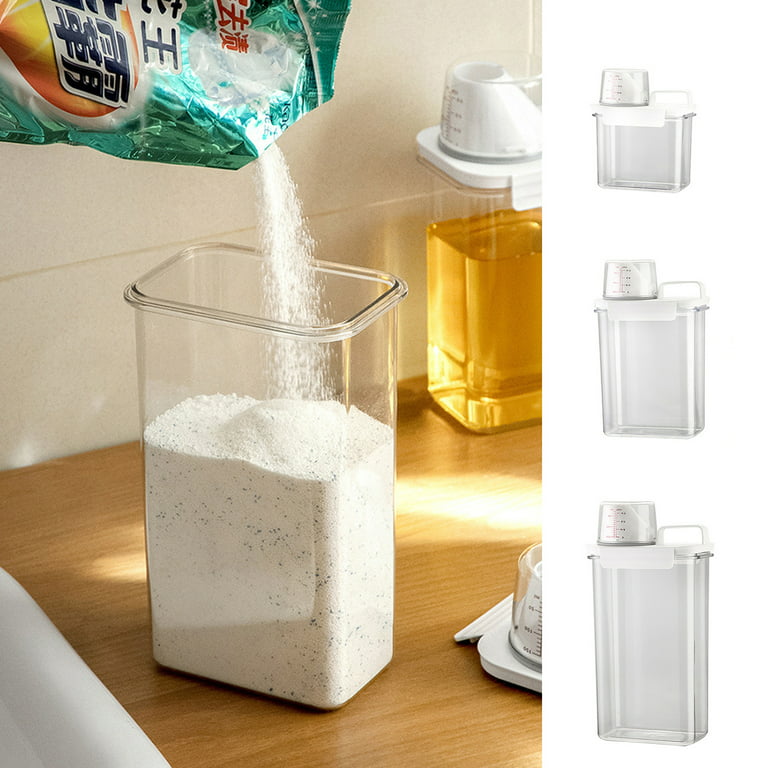 Hesroicy 1100/1800/2300 ML Laundry Powder Box with Measuring Cup Double  Seal Type Clothes Washing Detergent Dispenser Daily Use 