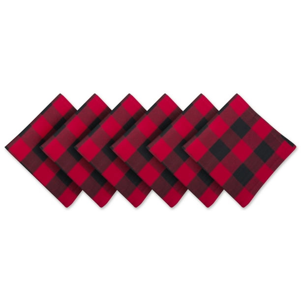 DII Red Buffalo Check Napkin (Set of 6), 20x20", 100 Cotton Walmart