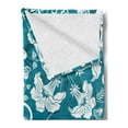 thumbnail image 2 of Flowers Soft Flannel Fleece Throw Blanket, Floral Romantic Modern Design Beams Blossoms Leaves Plants Image, Cozy Plush for Indoor and Outdoor Use, 70" x 90", Petrol Blue Teal White, by Ambesonne, 2 of 5