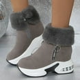 thumbnail image 3 of Rokment Orthopedic Platform Wedge Mid Calf Snow Boots for Women 2025 Winter Fashion Fuzzy Warm Air Cushion Zip up Chunky Walking Dress Ankle Booties Grey Size 8.5, 3 of 7