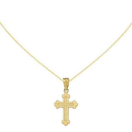 14kt Yellow Gold Polished Small Budded Cross