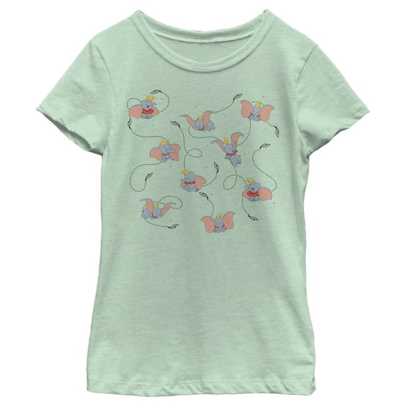 Girl's Dumbo Learning to Fly Graphic Tee Mint Large