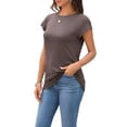 thumbnail image 3 of Womens Summer Tops Cap Sleeve Spring T Shirts Ruched Business Casual Dressy Fashion Clothes Outfits 2025 Coffee M, 3 of 8