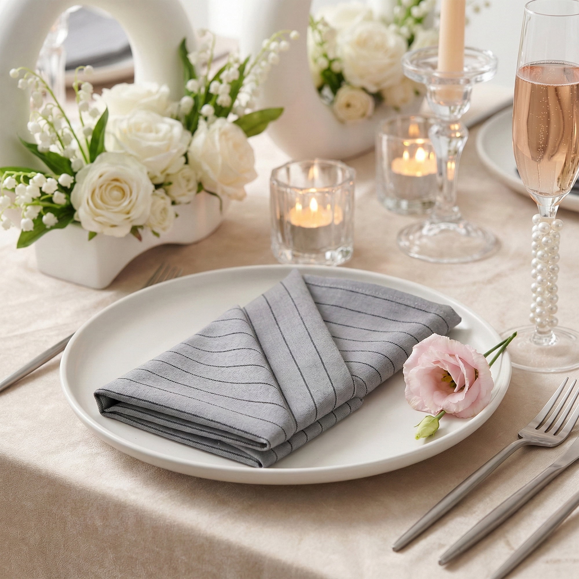 Unique Bargains 6Pcs Washable Reusable Table Dinner Napkins Gray Black 24x16inch