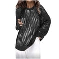 thumbnail image 1 of Timegard Hauts à Manches Longues pour Femmes Col Rond Ajouré Couverture Automne Mode Décontractée Voyage Hauts Amples, 1 of 6
