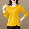 thumbnail image 2 of ATOYSOY Women's Fashion Solid Color Pullover Spring Workout Long Sleeve Shirts Winter Loose Tops Casual Blouse Cotton Crew Neck Sweatshirts Yellow L, 2 of 3
