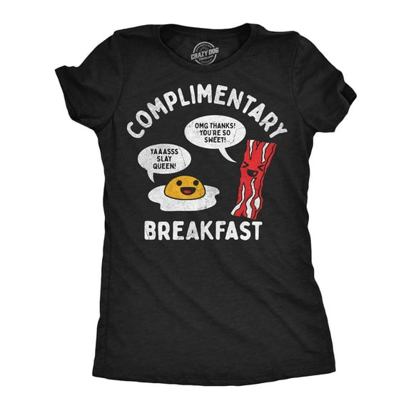 Womens Funny T Shirts Complimentary Breakfast Sarcastic Food Graphic Novelty Tee for Ladies Womens Graphic Tees