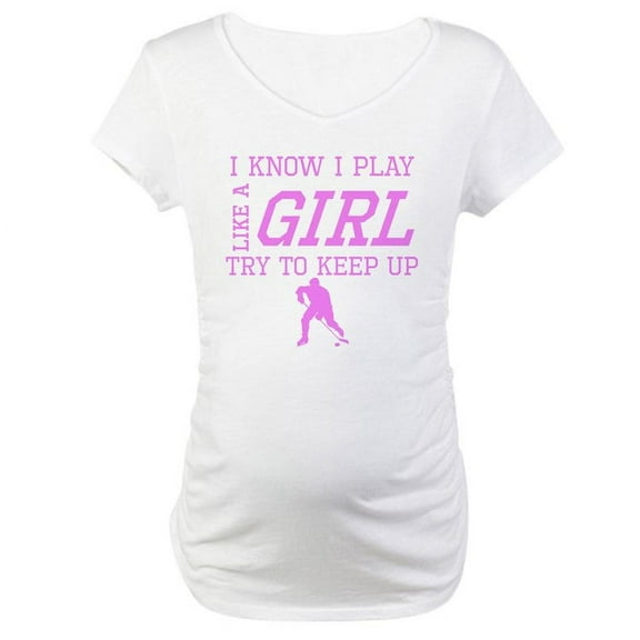 CafePress - Hockey Like A Girl Maternity T Shirt - Cotton Maternity T-shirt, Cute & Funny Pregnancy Tee