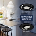 thumbnail image 3 of LUXRITE 2"  Black Gimbal LED Recessed Light, 5CCT, 6W, 400LM, Dimmable CRI90 4PK, 3 of 7