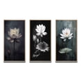 thumbnail image 2 of Designart "Monochrome Lotus Symphony in Grey III" Floral Framed Wall Art Set Of 3 - Grey Floral Frame Gallery Set For Office Decor, 2 of 7