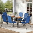 thumbnail image 4 of LAZY BUDDY 7-Piece Outdoor Dining Set with Umbrella Hole, Patio Furniture Set with Tempered Glass Table & 6 Textilene Chairs, Metal Frame, for Garden, Backyard, Poolside, 4 of 10
