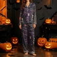 thumbnail image 5 of Womens Halloween Pajamas Themed Nightwear Set Long Sleeve Top with Pants Cozy Home Comfort Womens Pjs Sets White XXL, 5 of 6