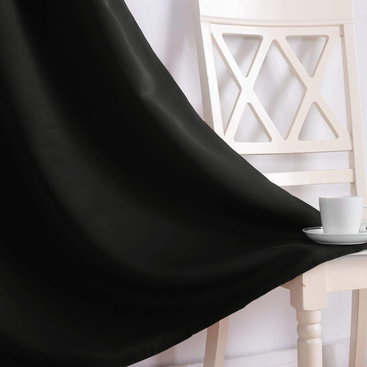 Homi Drapes 100% Blackout Curtain Triple Pinch Pleat Thermal Insulated Room Darkening Spill Proof Machine Washable Window Treatment Panels (1 Panel, 100x84, Black)