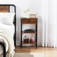 thumbnail image 5 of VECELO Set of 2 Nightstand with Drawer, Industrial Side End Table 2-tier Wood Storage Shelf for Living room/Bedroom/Office, Brown, 5 of 10