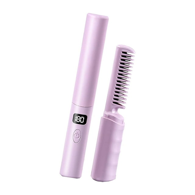Cepillo alisador de pelo Mini planchas alisadoras tres ajustes de temperatura peine alisador de pelo caliente peine caliente para el hogar , Violeta