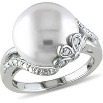 Everly Women's Cultured Pearl and Diamond Sterling Silver Ring