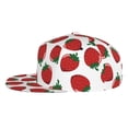 thumbnail image 3 of Daiia Hand Drawn Strawberry print Flat Bill Hats Flat Brim Trucker Cap Baseball Cap Adjustable Classic Low Profile Hat Unconstructed Plain Cap, 3 of 9