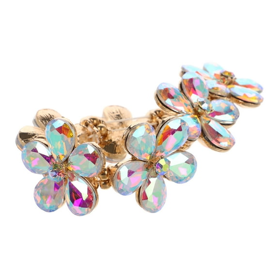 Worgeous  Bracelet with Flowers Colorful Crystal Iridescent Bracelets for Women Gemstone Bridesmaid