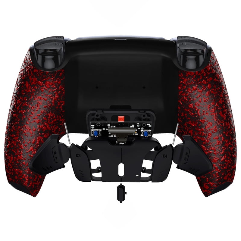 eXtremeRate RISE4V3 Back Button Remap Kit for PS5 Controller BDM-030/040/050, Upgrade Board with Textured Red Shell, 4 Programmable Paddles