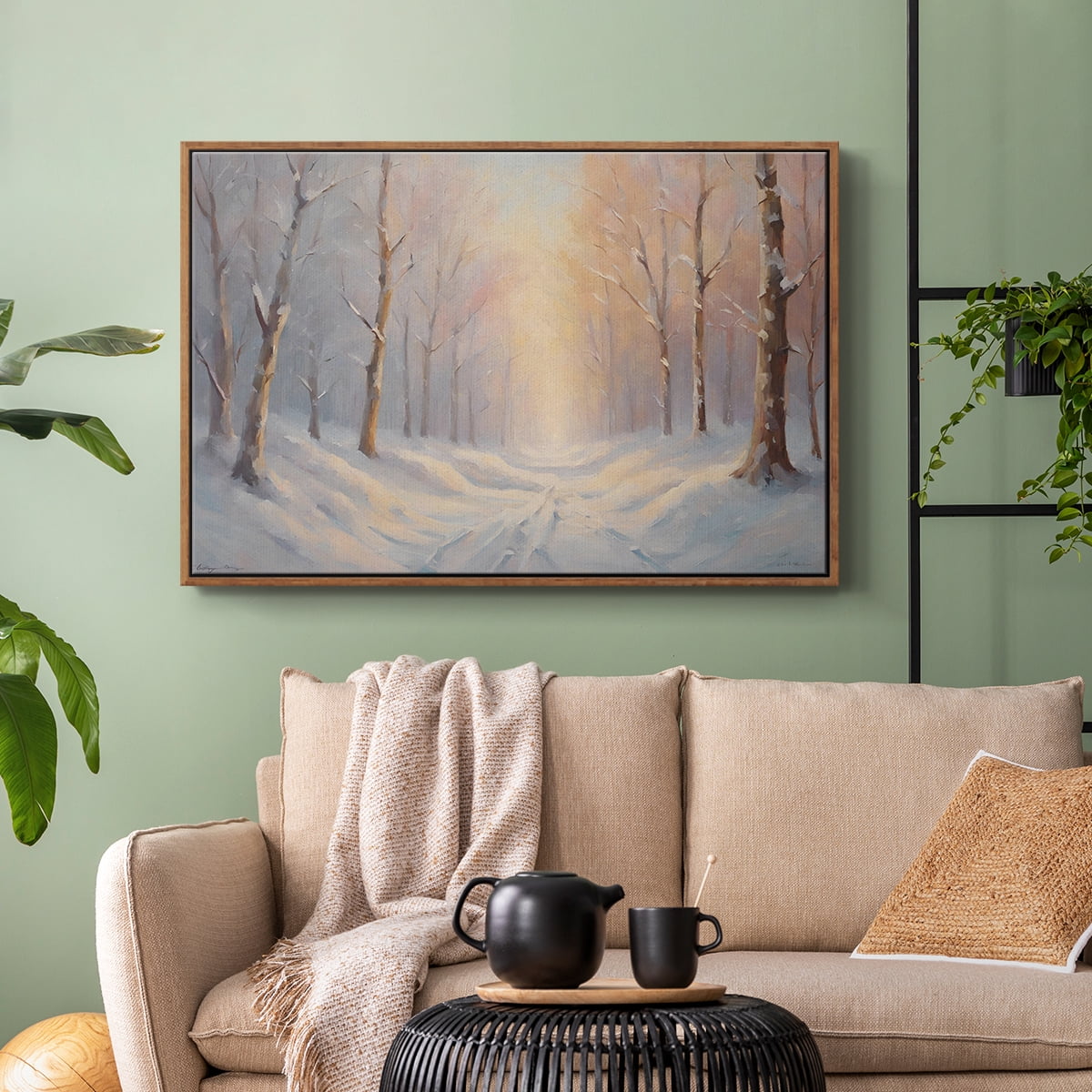 Vintage Landscape-CXCI By Wexford Home Framed in Walnut Wood Gallery Wrapped Canvas 25 in. x 37 in.