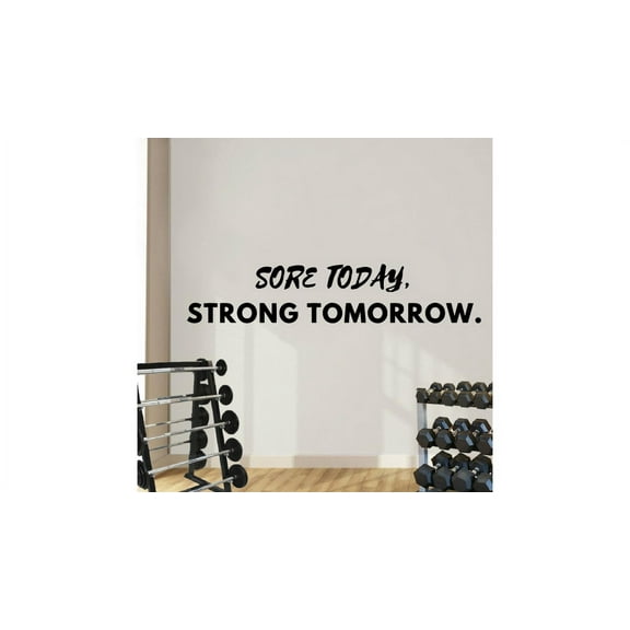 Strong Tomorrow Sore Today Quote Fitness Workout Success Motivation Quotes Wall Decals Healthy Lifestyle for Girls Boys Gym Home Sports Room Decor Vinyl Wall Art Stickers Decoration Size (32x40 inch)