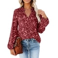 thumbnail image 2 of Womens Long Sleeve Shirts Dot Print Summer 2026 Tops Dressy Casual V-Neck Blouses, 2 of 5