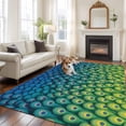 thumbnail image 2 of Large Area Rugs for Living Room Bedroom, Ombre Peacock 8'x10' Rug Washable Carpet Runner Indoor Outdoor, Vintage Abstract Peacock Feather Gradient Blue Non Slip Floor Mats Rug for Kitchen, Patio, 2 of 8