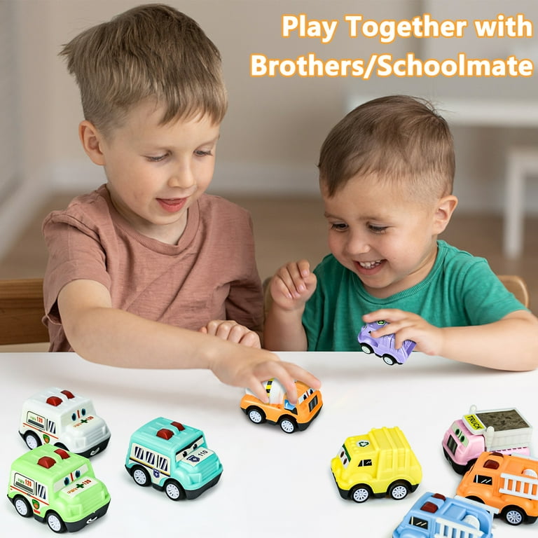 Bemico Pack Pull Back City Cars and Trucks Toys for Kids Toddler