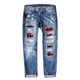 thumbnail image 2 of Pntutb Mujer Agujero Botón Cremallera Bolsillo Jeans Casual Denim Flares Pierna Ancha Pantalones Delgados Pntutb Pntutb-7468, 2 of 5