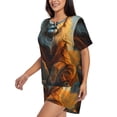thumbnail image 2 of Haiem Prairie Meditating Lion Pattern Pajama Set for Women 2 Piece Lounge Set Short Sleeve Tops and Shorts Soft Sleepwear-Small, 2 of 7