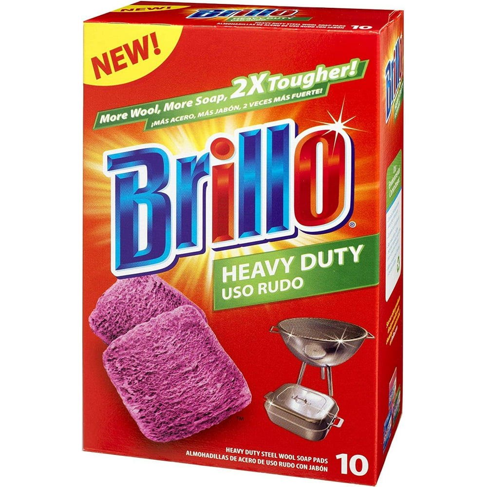 Brillo Heavy Duty Steel Wool Soap Pads, Original Red Scent, 10Count