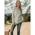 thumbnail image 2 of DARING DIVA Round Neck Pullover Long Sleeve Casual Sweater S Grey, 2 of 8