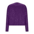 thumbnail image 4 of ASDFVBKG Women's Sequin Jackets Sparkling Open Front Cropped Blazer Long Sleeve Casual Coat Loose Fit Jackets Purple 2XL, 4 of 5