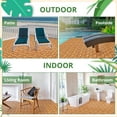 thumbnail image 4 of Pack of 20 Deck Tiles - 12"x12" Interlocking Natural Solid Acacia Wood for Outdoor & Indoor, Patio Garden, Balcony, Poolside - Natural Color, 4 of 6