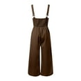 thumbnail image 5 of HXWCHs Beach Jumpsuits for Women, Summer Sling V Neck Hollow Out Pleated High Waist Wide Leg Jumpsuit for Women Casual Elegant Romper L Brown, 5 of 5